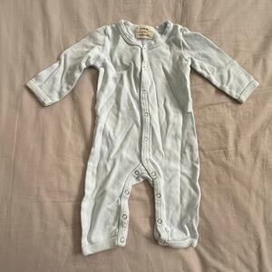 Owlivia Organic Light Blue Romper Baby Boy 0-3 Months Snap One Piece Outfit